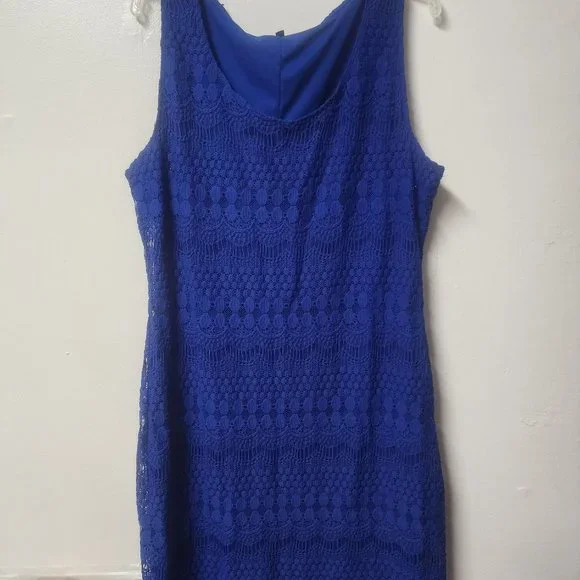 white christmas dresses One of a Kind Crochet Dress in Royal Blue Curves main image 1